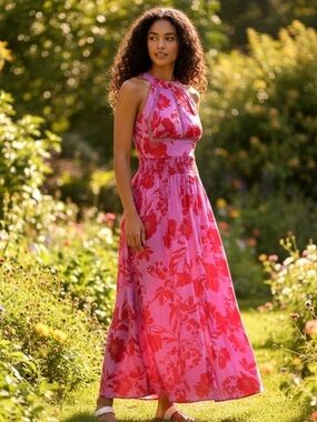 Anthropologie | Charlotte Floral Halter Maxi Dress